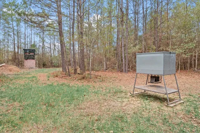 a view of lake with green space