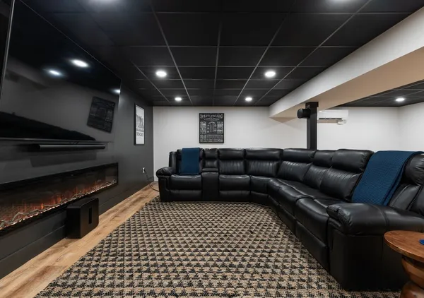 a living room with furniture