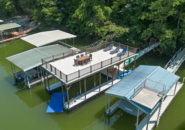 a view of a lake with a city view