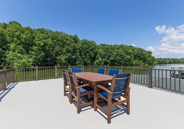 a view of a lake from a balcony