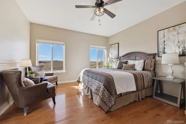 a bedroom with a bed and furniture