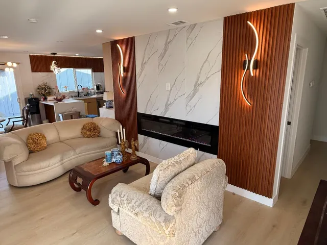 a living room with furniture