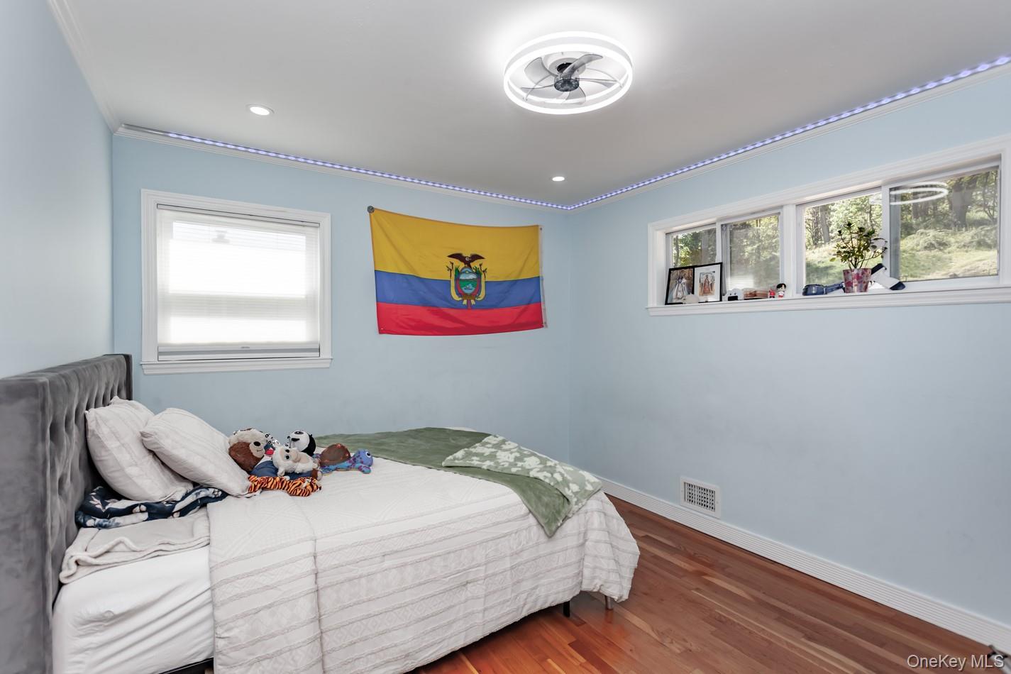 49 Meadow Road Montrose, NY 10548 - Photo 28 of 50 Room featuring light blue walls, wood-finish flooring, and recessed lighting