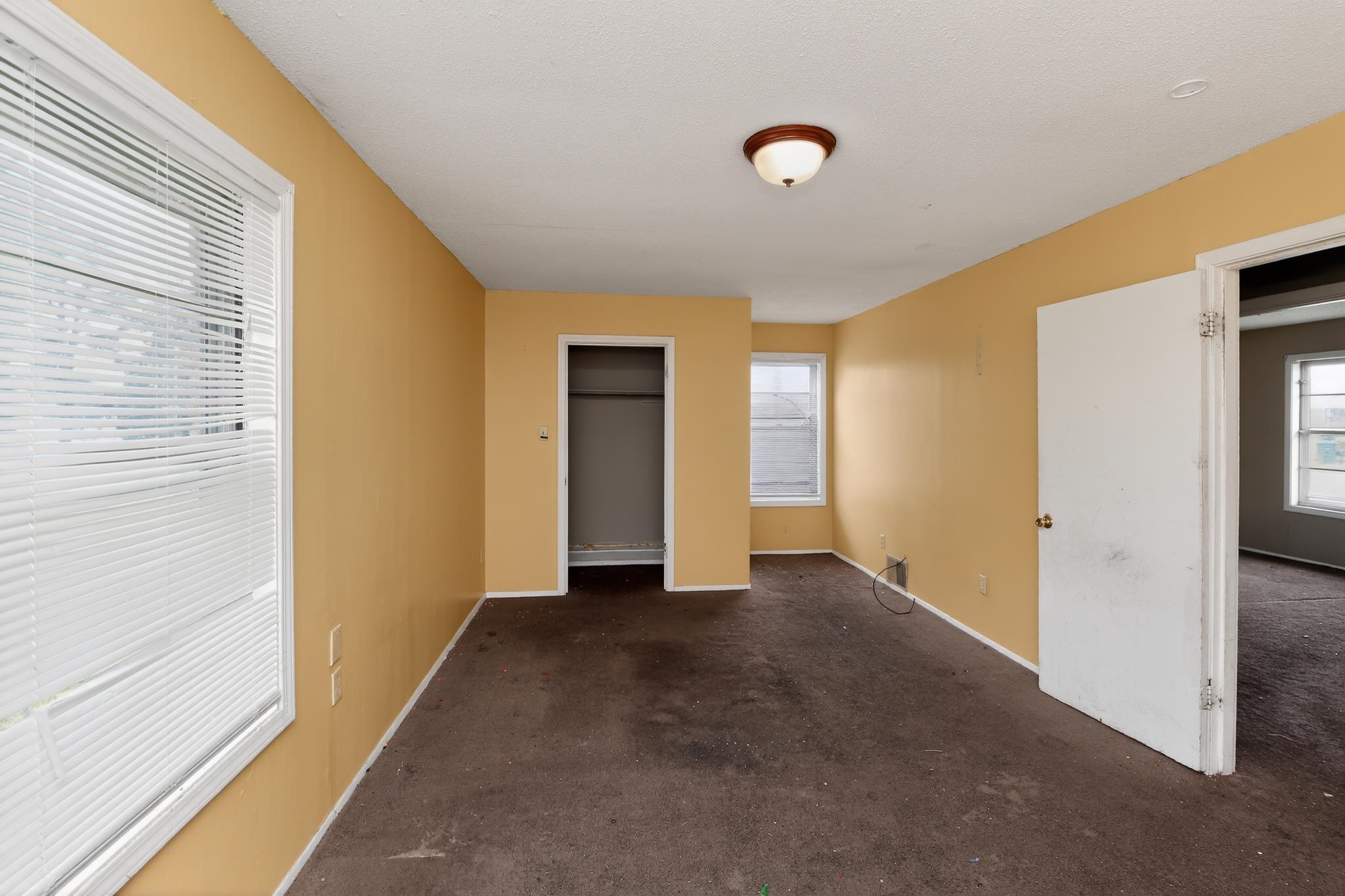 645 Parkrose Road Memphis, TN 38109 - Photo 18 of 32 Carpeted room with multiple windows, a closet, and a ceiling-mounted light fixture