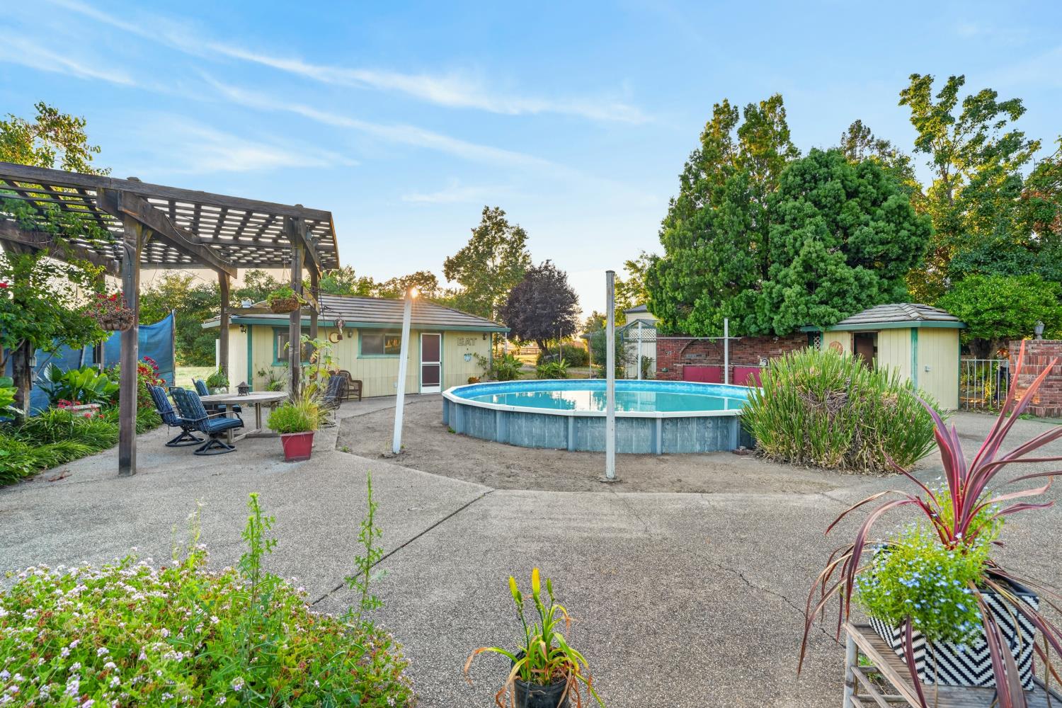 12900 Ivie Road Herald, CA 95638 - Photo 55 of 85 Pool and outdoor courtyard with built in BBQ