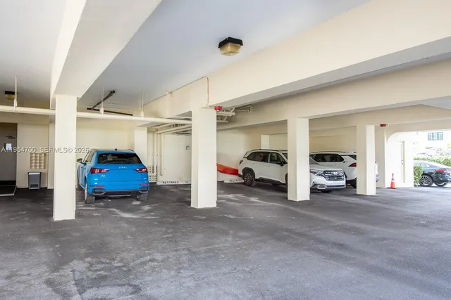 a view of a car in garage
