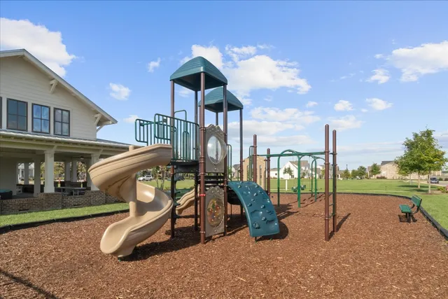 a view of a park with slide