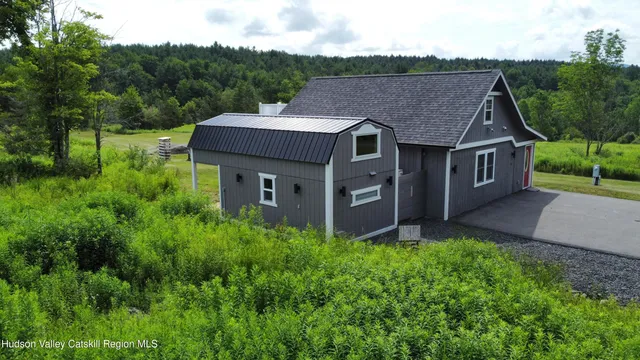 an aerial view of a house
