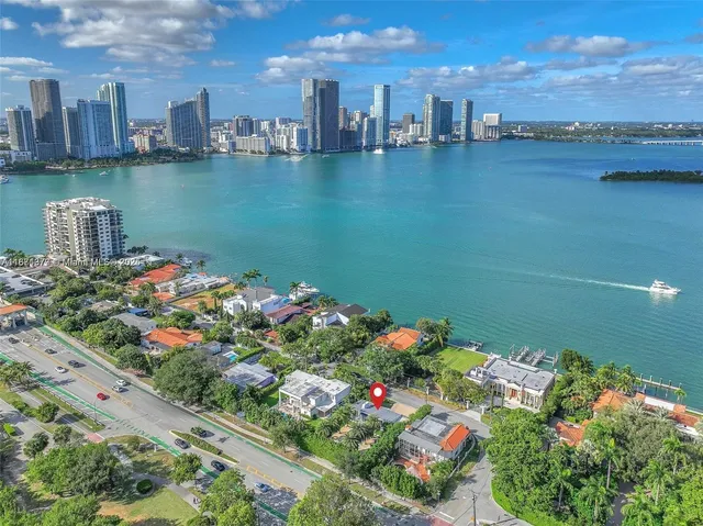 a view of a lake with a house