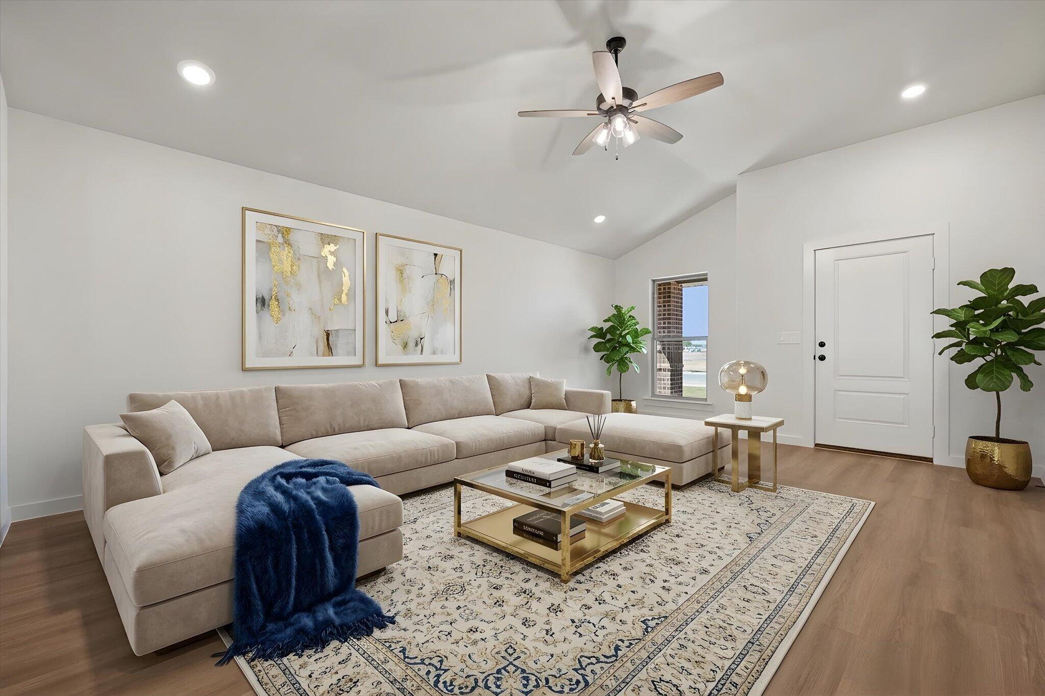 7111 14th Street Lubbock, TX 79416 - Photo 7 of 25 a living room with furniture a chandelier and a rug