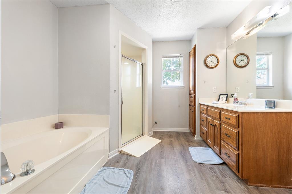 4037 Old Dallas Road Elm Mott, TX 76640 - Photo 17 of 40 a bathroom with a sink a mirror and a bathtub