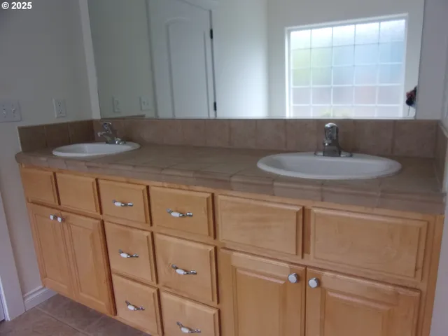a room with cabinets