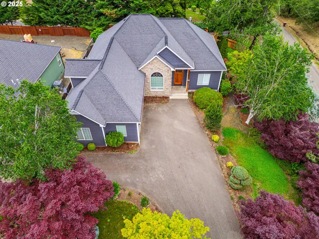 a front view of a house with a garage