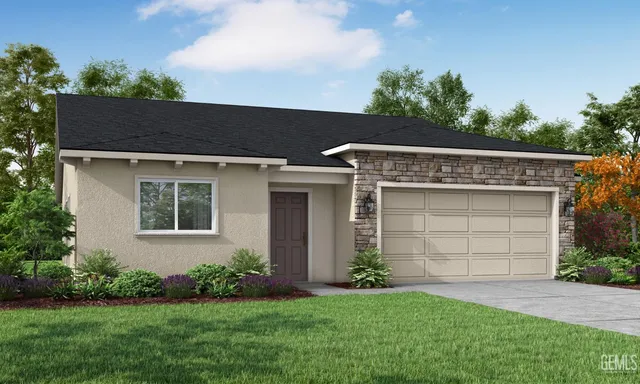 front view of a house with a garden