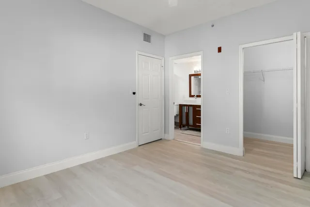 a view of a room with racks on the wall