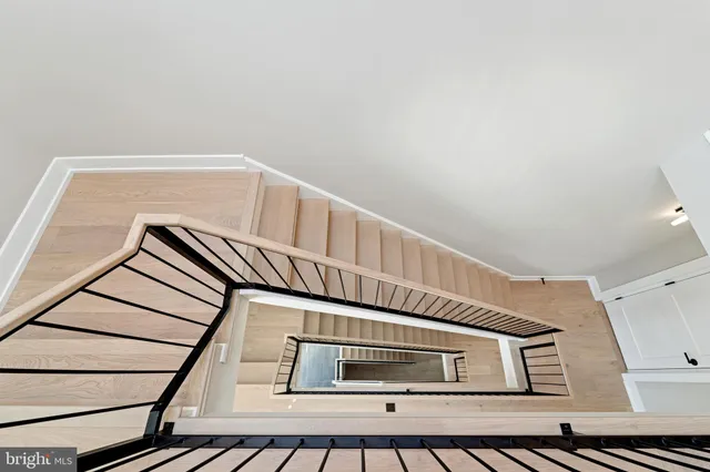 a view of staircase going to a building