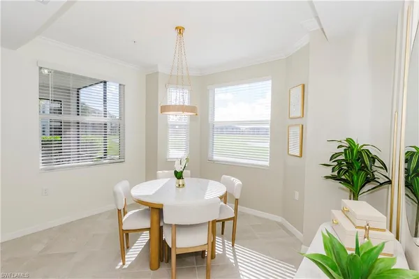a living room with a couch and potted plant