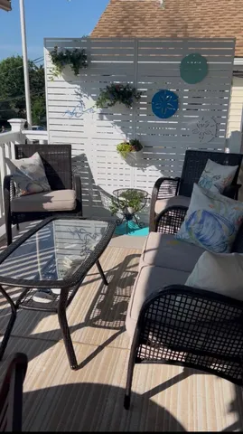 a living room with furniture