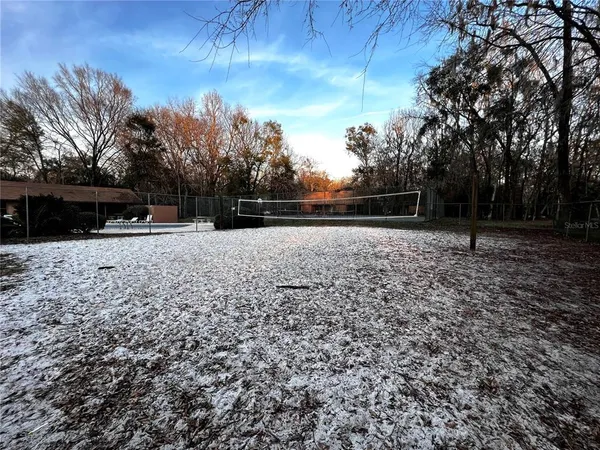a view of a swimming pool with a yard