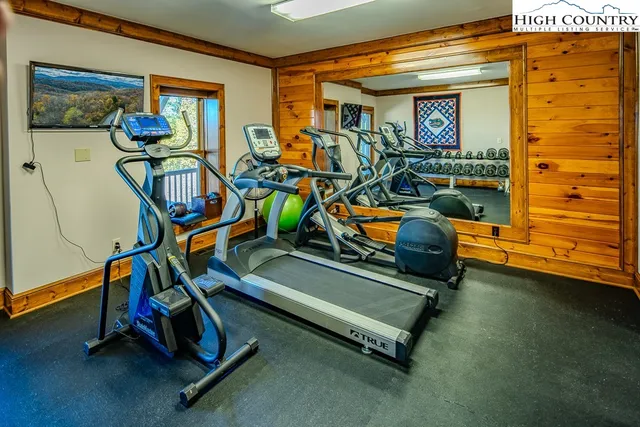 a view of a room with gym equipment