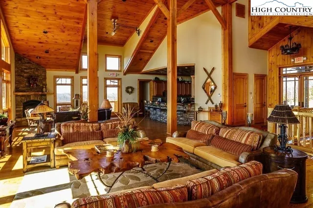 a view of a living room with furniture