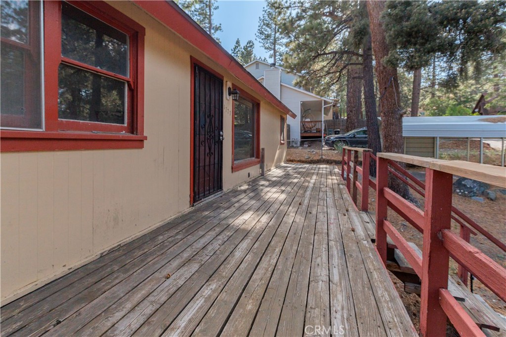 1777 Sparrow Road Wrightwood, CA 92397 - Photo 39 of 44 a view of deck with wooden floor and outdoor seating