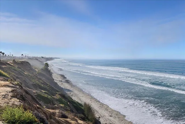 a view of beach and ocean
