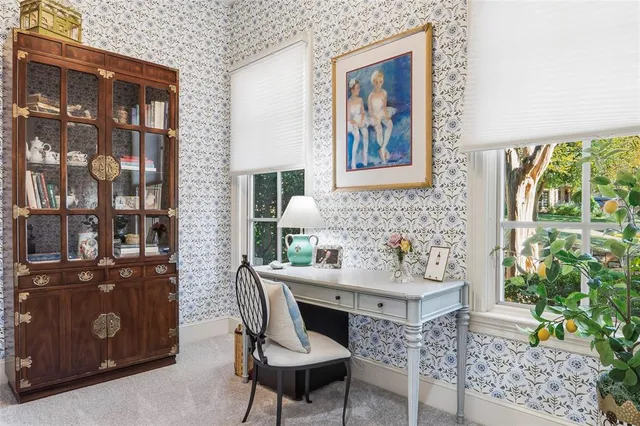 a table and chairs in a patio