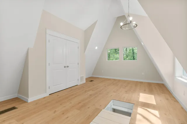 an empty room with windows