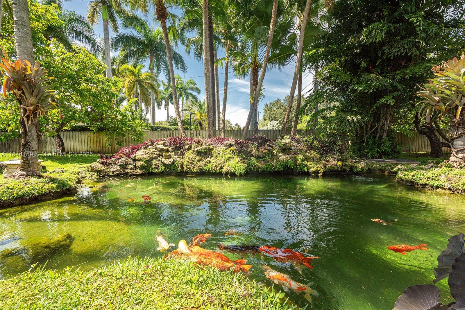 a view of a lake with a big yard