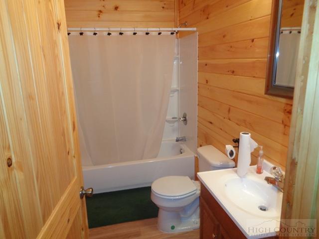 717 F Deep Ford Road Lansing, NC 28643 - Photo 11 of 28 a bathroom with a sink a toilet and shower curtain