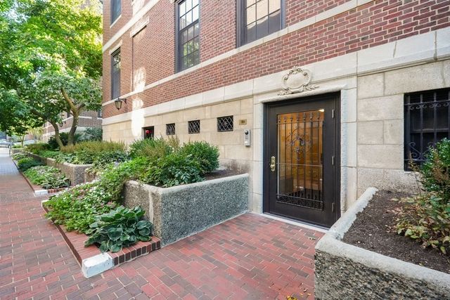 a view of park with large trees