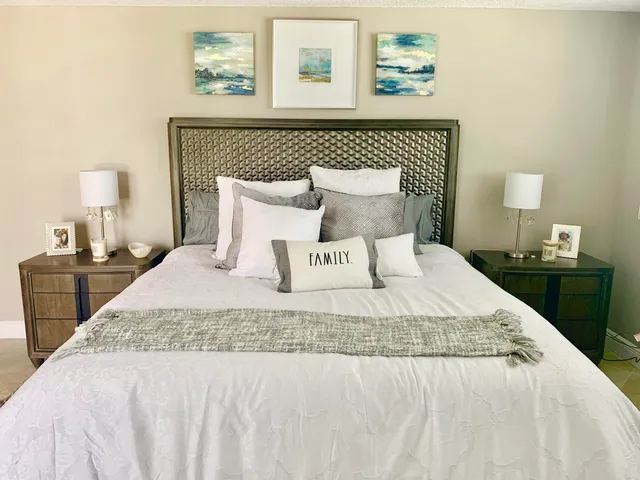 a view of a room with a window