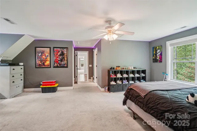 a bedroom with a bed and dresser