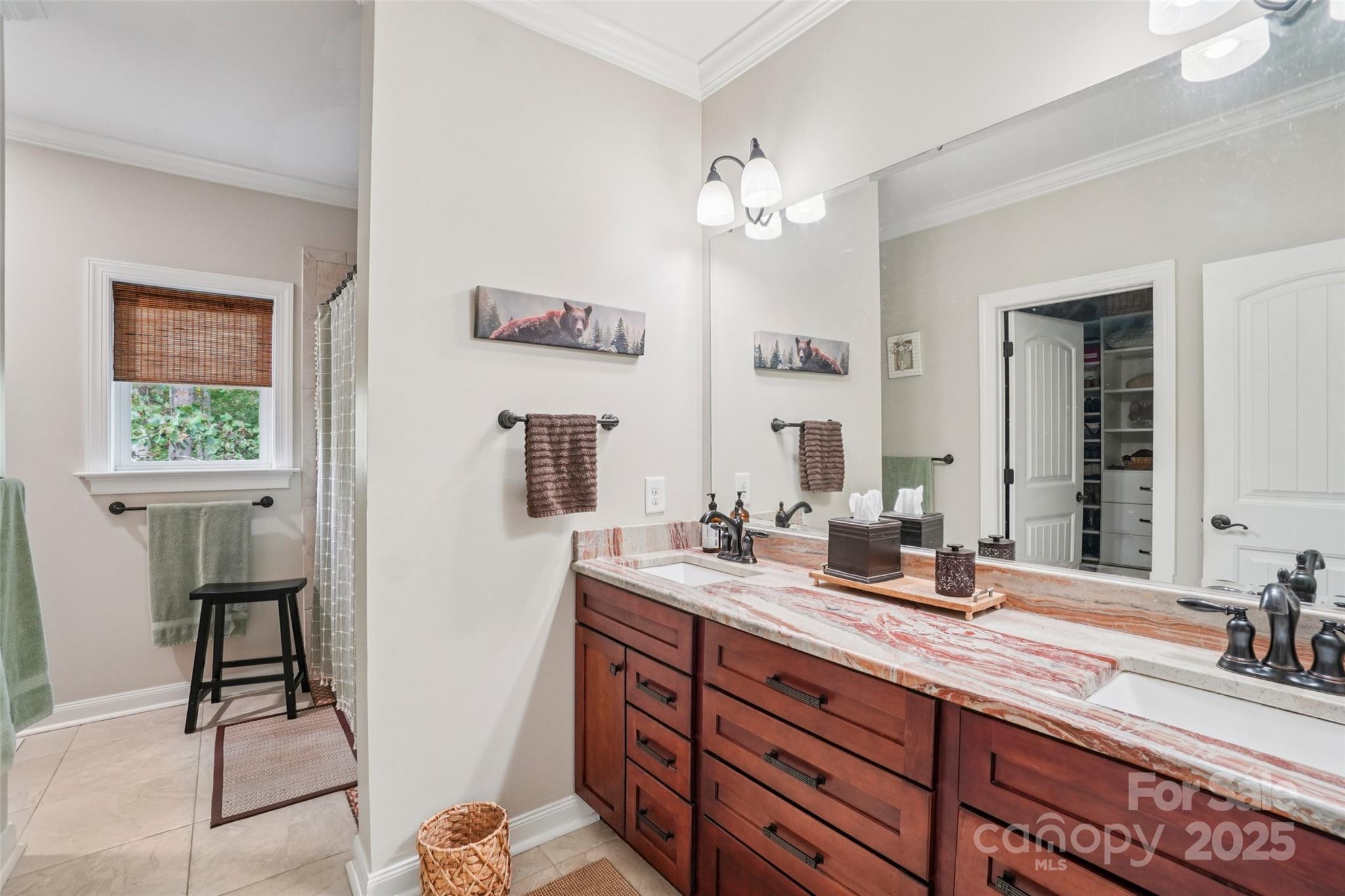 813 Beech Tree Place Hendersonville, NC 28792 - Photo 38 of 46 a bathroom with a double vanity sink and a mirror