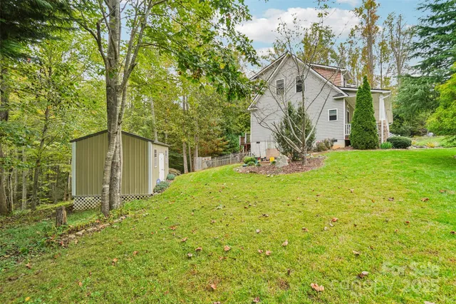 a view of a yard with a tree