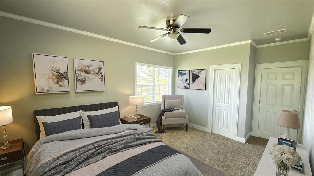 1338 State Highway 121 Bonham, TX 75418 - Photo 32 of 32 a bedroom with a bed and a chandelier
