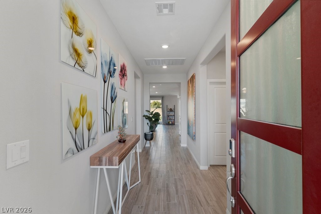 4191 Velvet View Street Las Vegas, NV 89129 - Photo 12 of 44 Hallway with wood tiled floors and recessed lighting