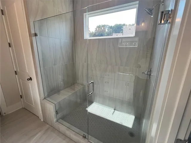 a bathroom with a shower