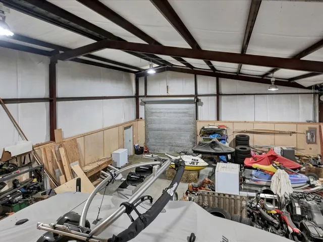 a storage room with lots of appliances
