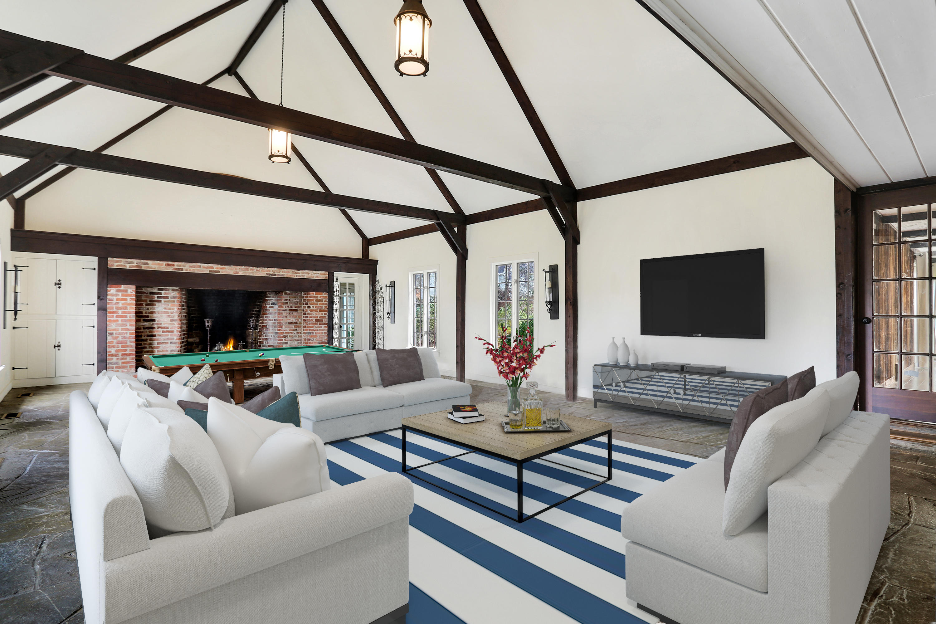 129 Hickok Road New Canaan, CT 06840 - Photo 3 of 32 a living room with furniture and a flat screen tv