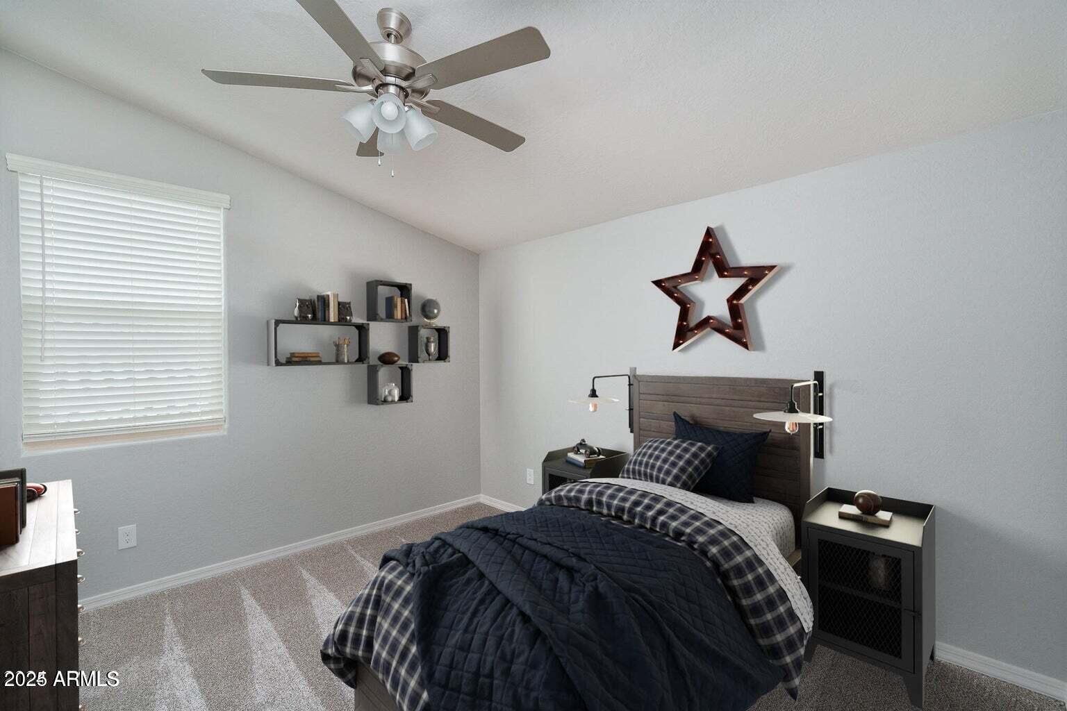 16172 West Alameda Road Surprise, AZ 85387 - Photo 18 of 53 a bedroom with a bed and a chandelier