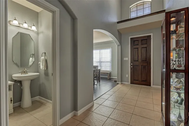 a view of a bathroom from the hallway