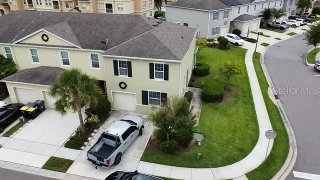 an aerial view of a house