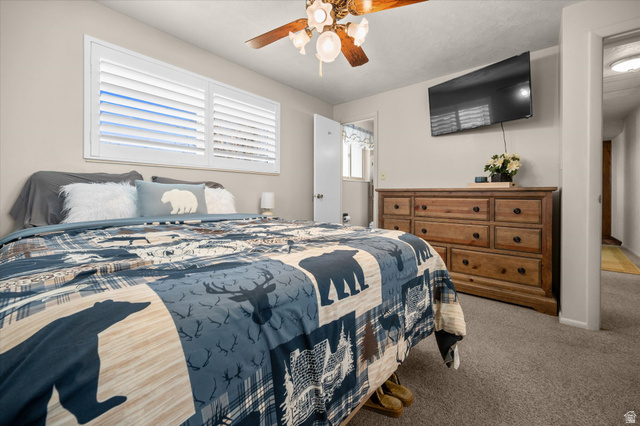 2298 West 800 North Clinton, UT 84015 - Photo 14 of 53 Bedroom with light carpet and ceiling fan