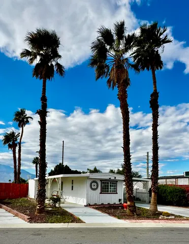 a view of a terrace with a tree