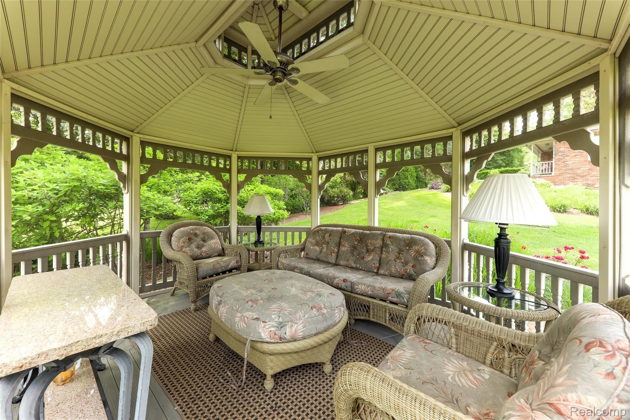 50450 Hanford Road Canton, MI 48187 - Photo 19 of 85 The gazebo is screened in, has a fan and electricity!