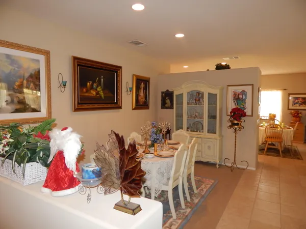 a dinning room with furniture