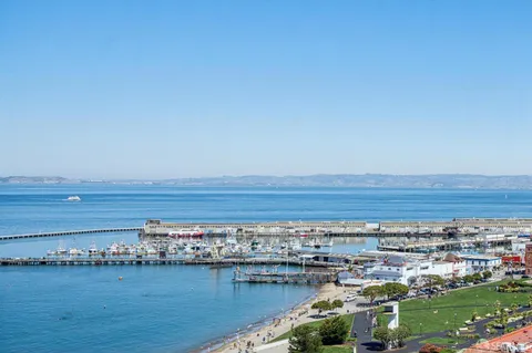 a view of a ocean with city view