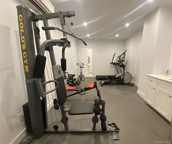a view of a room with gym equipment